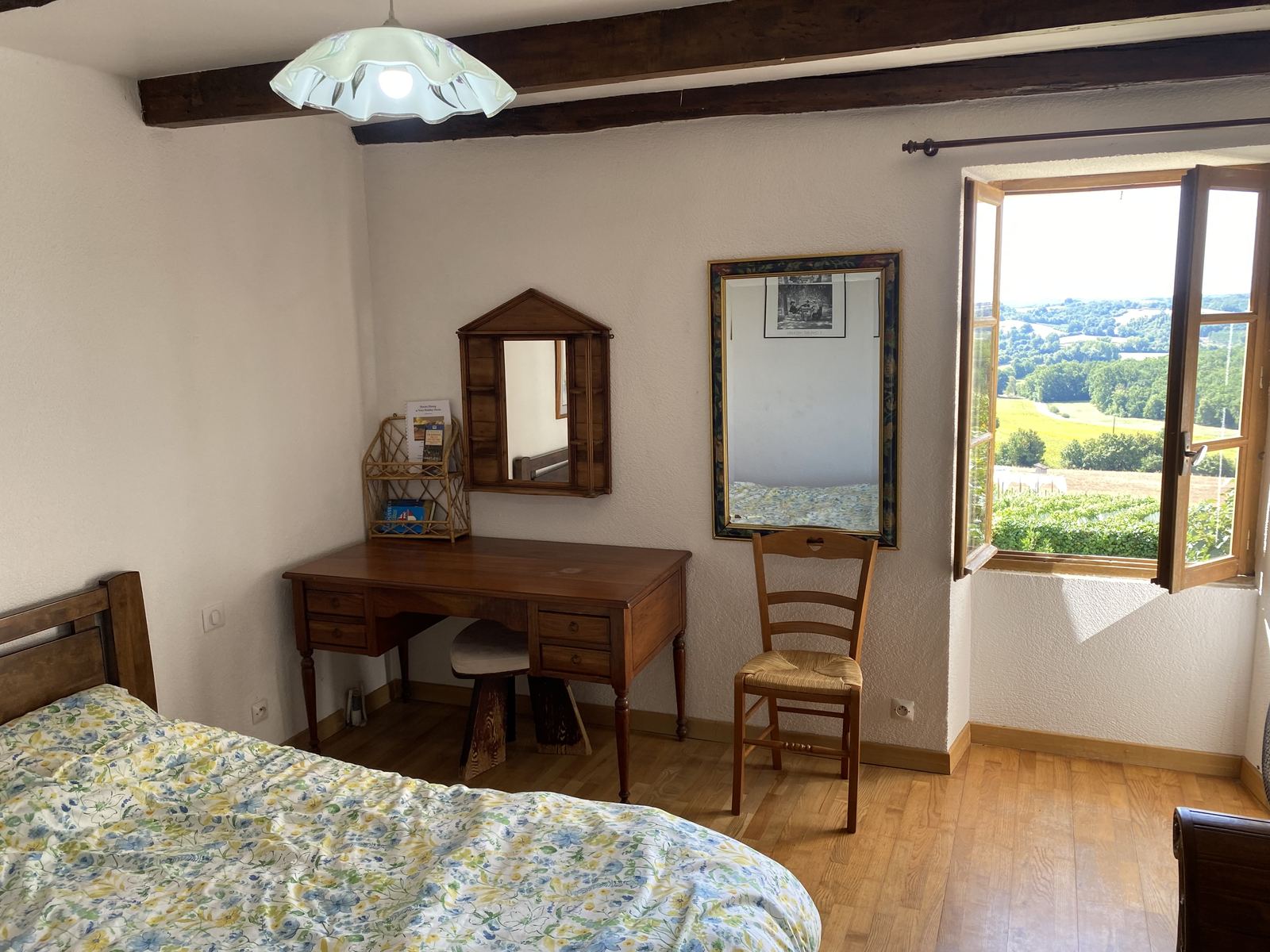 Bedroom Two with writing desk and valley view at Mongaudon